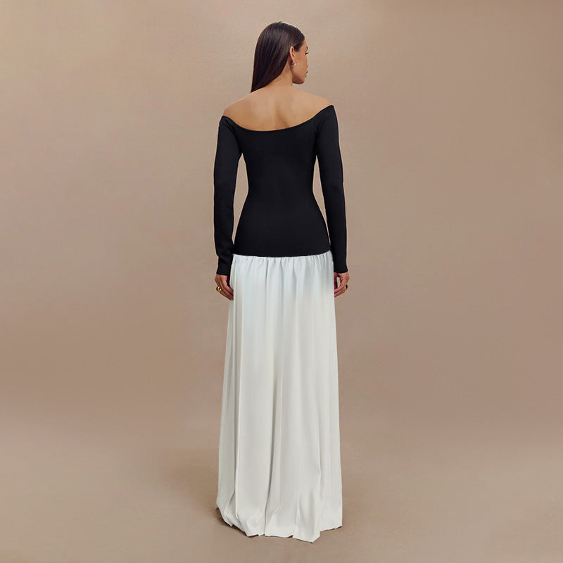 Off-Shoulder Maxi Dress with High Slit