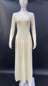 Off-Shoulder Maxi Dress with High Slit