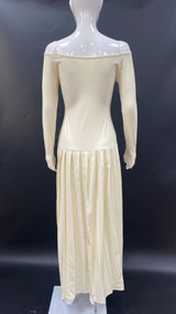 Off-Shoulder Maxi Dress with High Slit