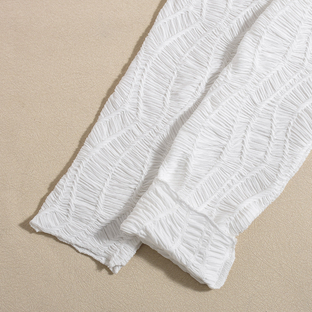 White Tie-Front Long Sleeve Top