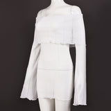 Off-Shoulder Striped Knit Dress