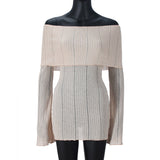 Off-Shoulder Striped Knit Dress