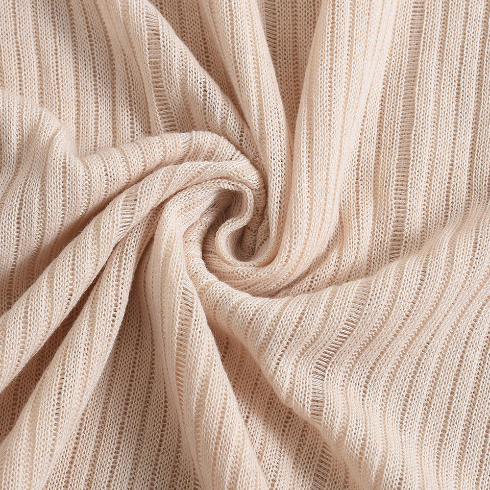 Off-Shoulder Striped Knit Dress