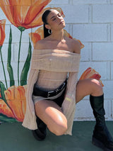 Off-Shoulder Striped Knit Dress