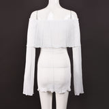 Off-Shoulder Striped Knit Dress