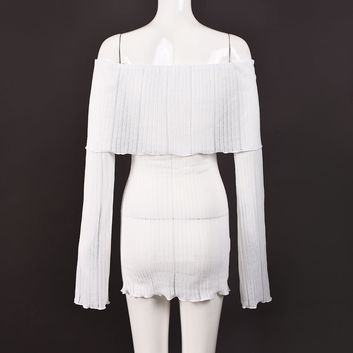 Off-Shoulder Striped Knit Dress