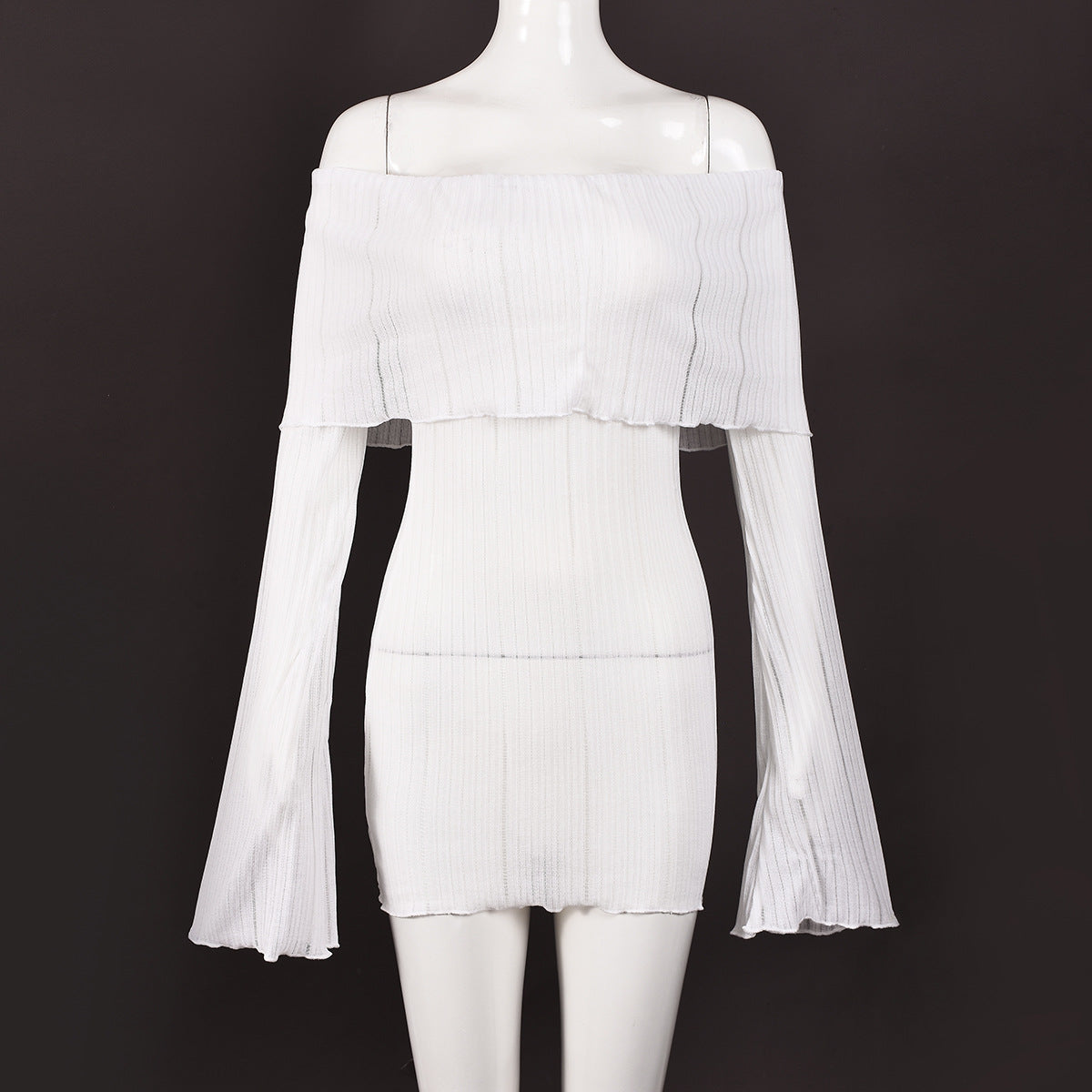 Off-Shoulder Striped Knit Dress