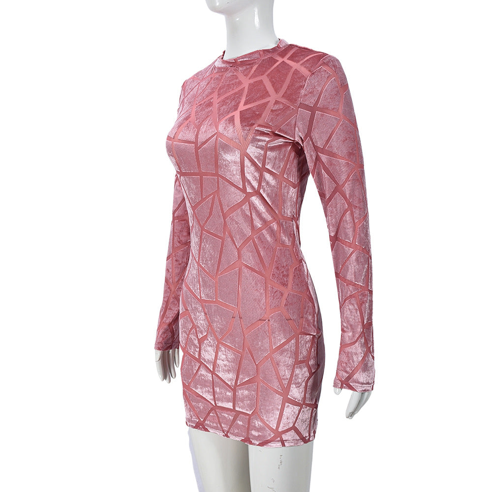 Pink Soft Geometric Pattern Dress
