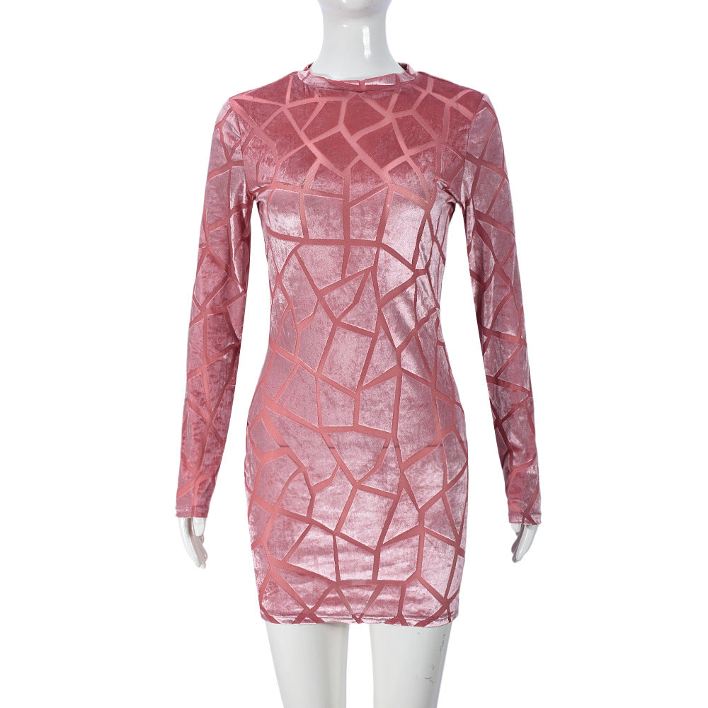 Pink Soft Geometric Pattern Dress