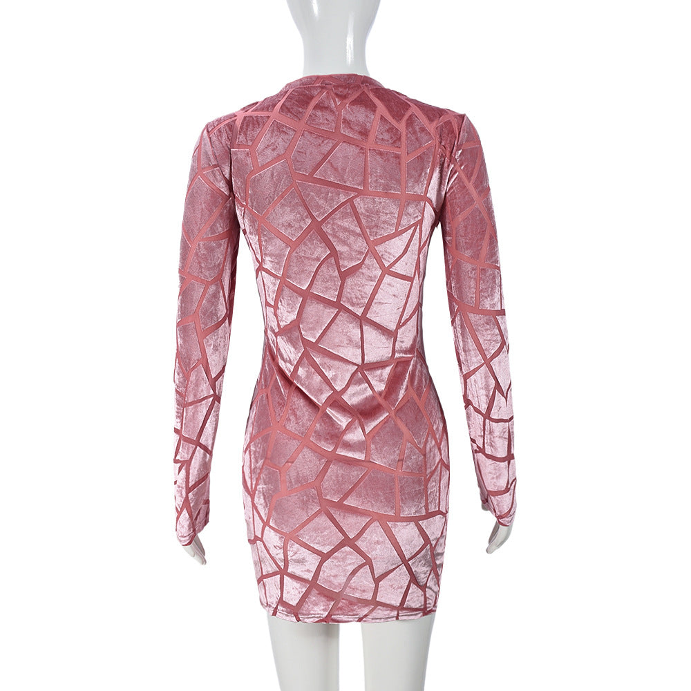 Pink Soft Geometric Pattern Dress