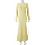 Elegant Yellow Long Sleeve Gown