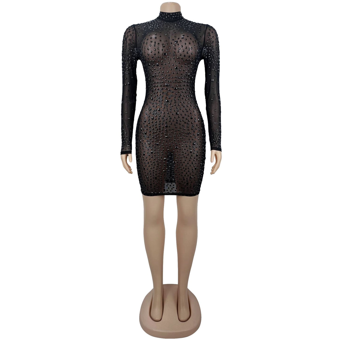 Black Sequin Embellished Mini Dress