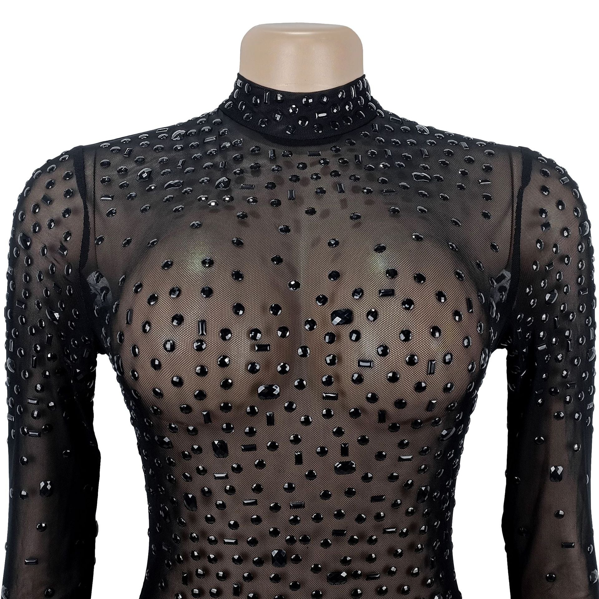 Black Sequin Embellished Mini Dress