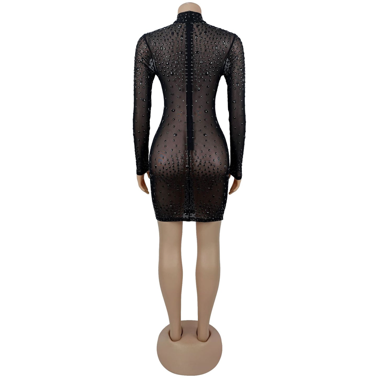 Black Sequin Embellished Mini Dress