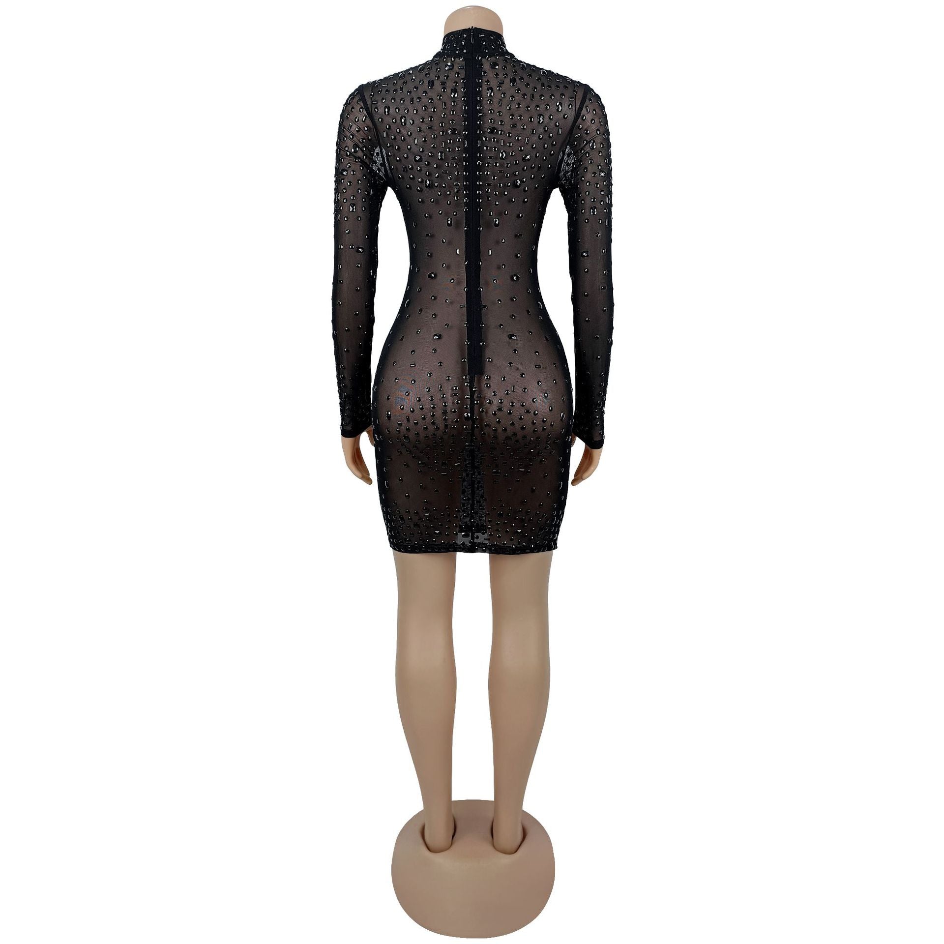 Black Sequin Embellished Mini Dress