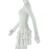 Elegant White Ruffled Dress