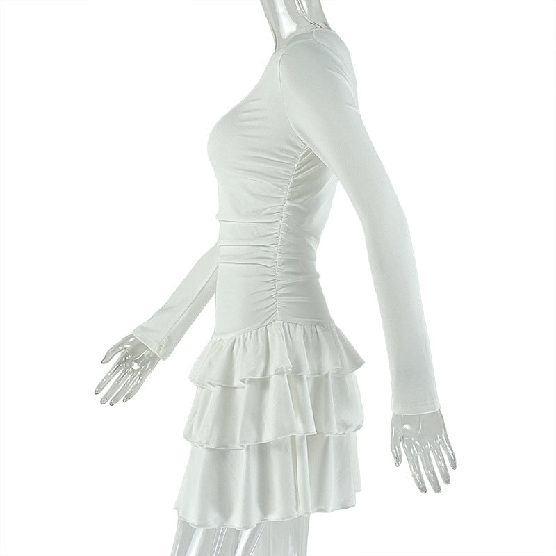 Elegant White Ruffled Dress