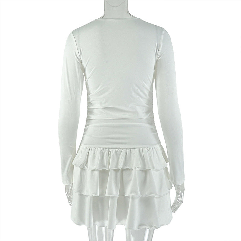 Elegant White Ruffled Dress