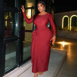 Elegant Long-Sleeve Bodycon Maxi Dress