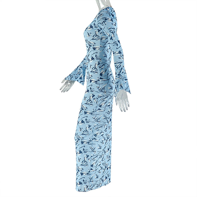 Floral Print Long-Sleeve Maxi Dress