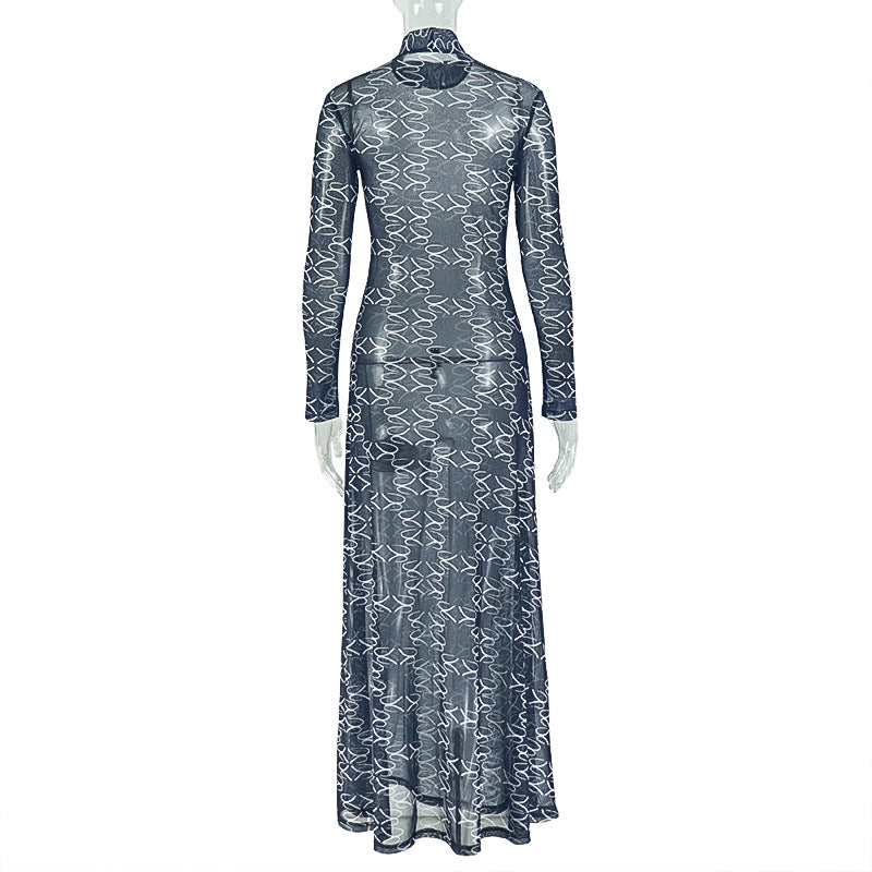 Lace Long-Sleeve Maxi Dress