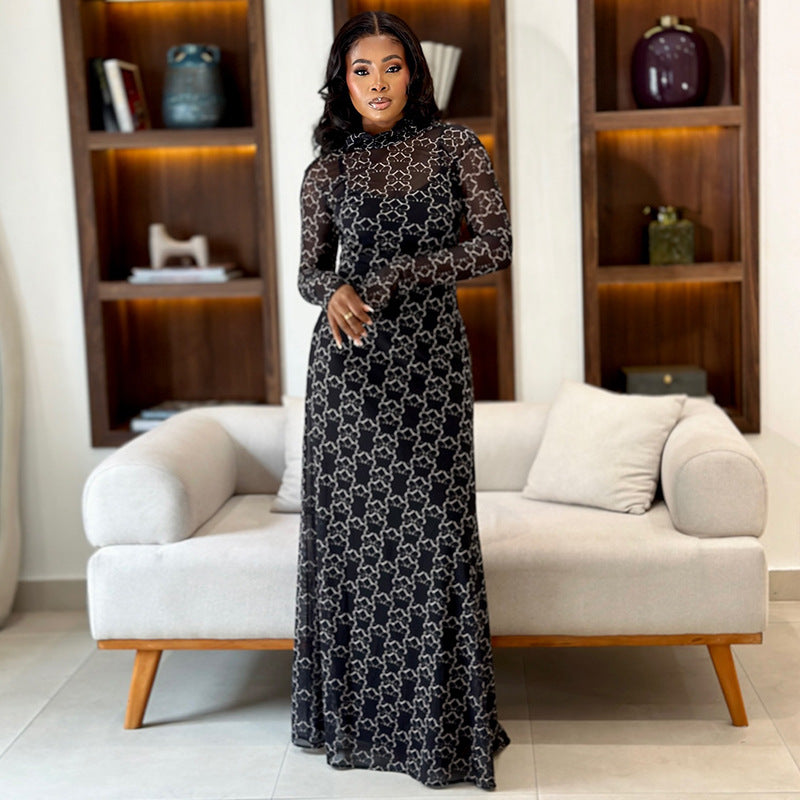 Lace Long-Sleeve Maxi Dress