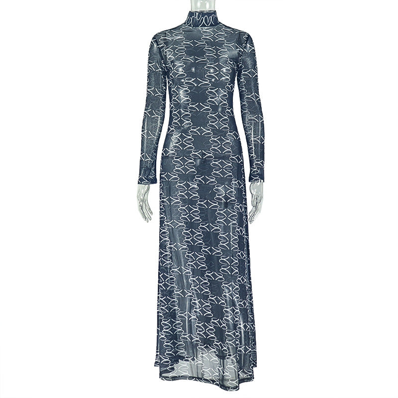 Lace Long-Sleeve Maxi Dress