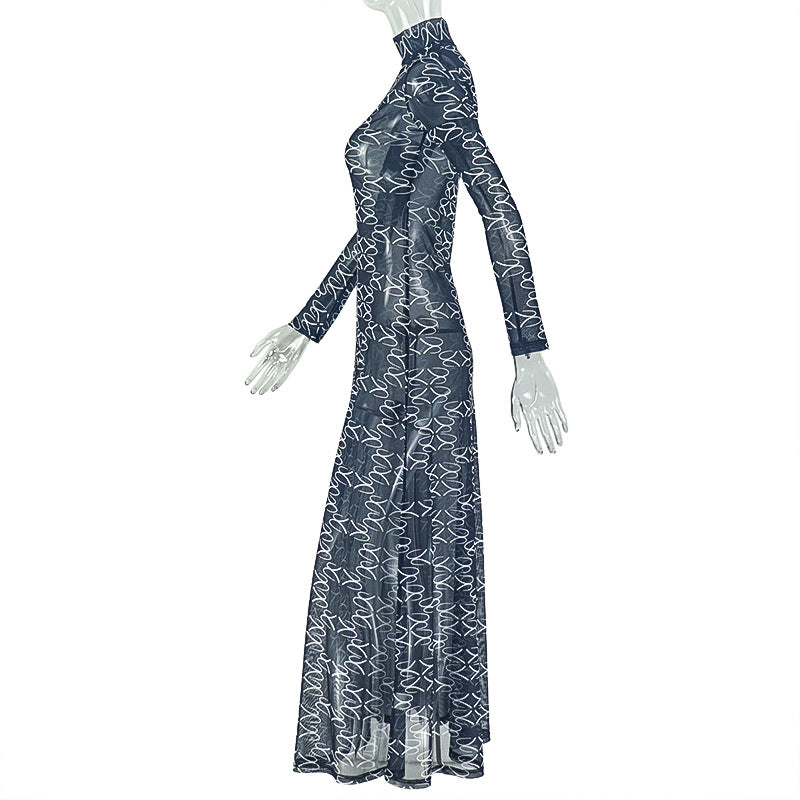 Lace Long-Sleeve Maxi Dress