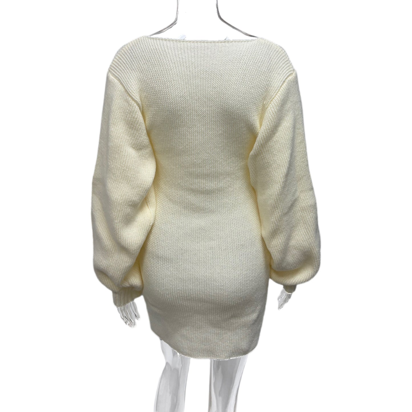 Elegant Dress with Puffed Sleeves