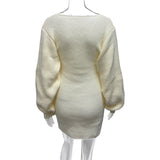 Elegant Dress with Puffed Sleeves