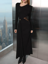 Cut-Out Long Sleeve Evening Dress