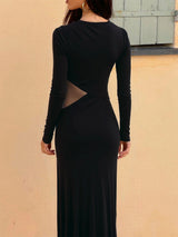 Cut-Out Long Sleeve Evening Dress
