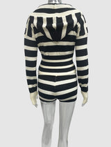 Striped Lounge Set with Deep V-Neck