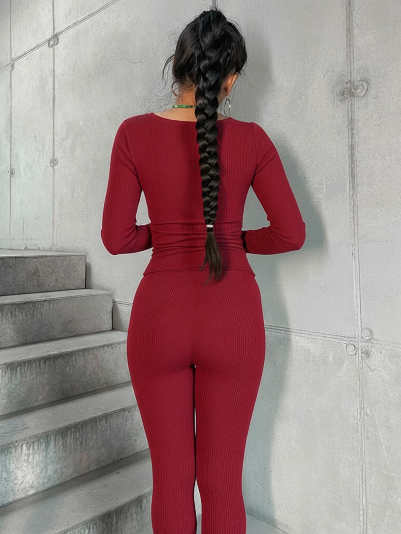 Elegant Lace-Up Bodycon 2 Piece Set