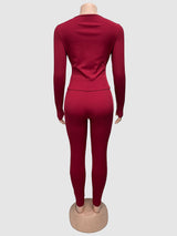 Elegant Lace-Up Bodycon 2 Piece Set