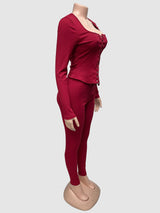 Elegant Lace-Up Bodycon 2 Piece Set