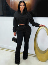 Cropped Zip-Up Hoodie & Joggers