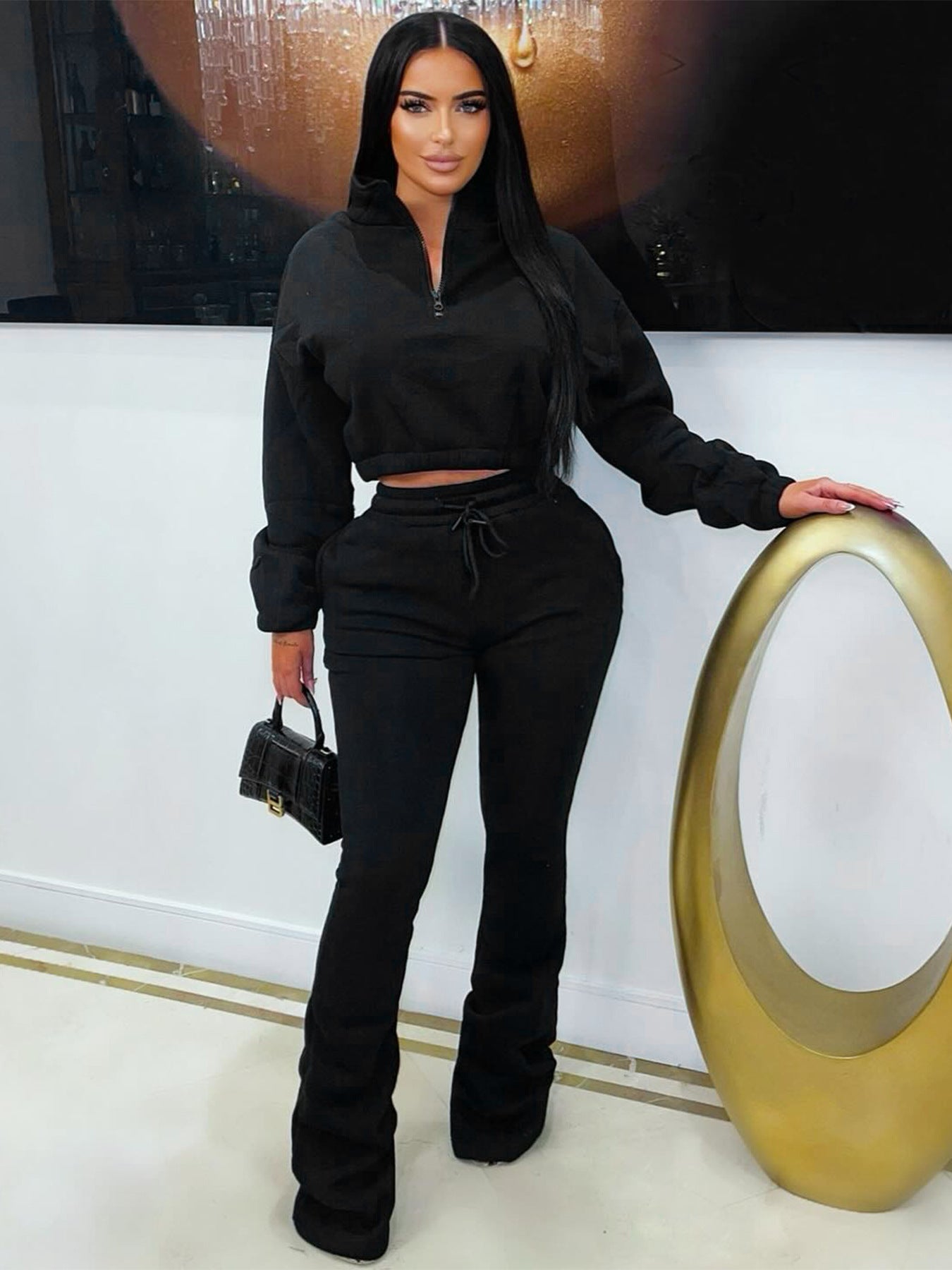 Cropped Zip-Up Hoodie & Joggers