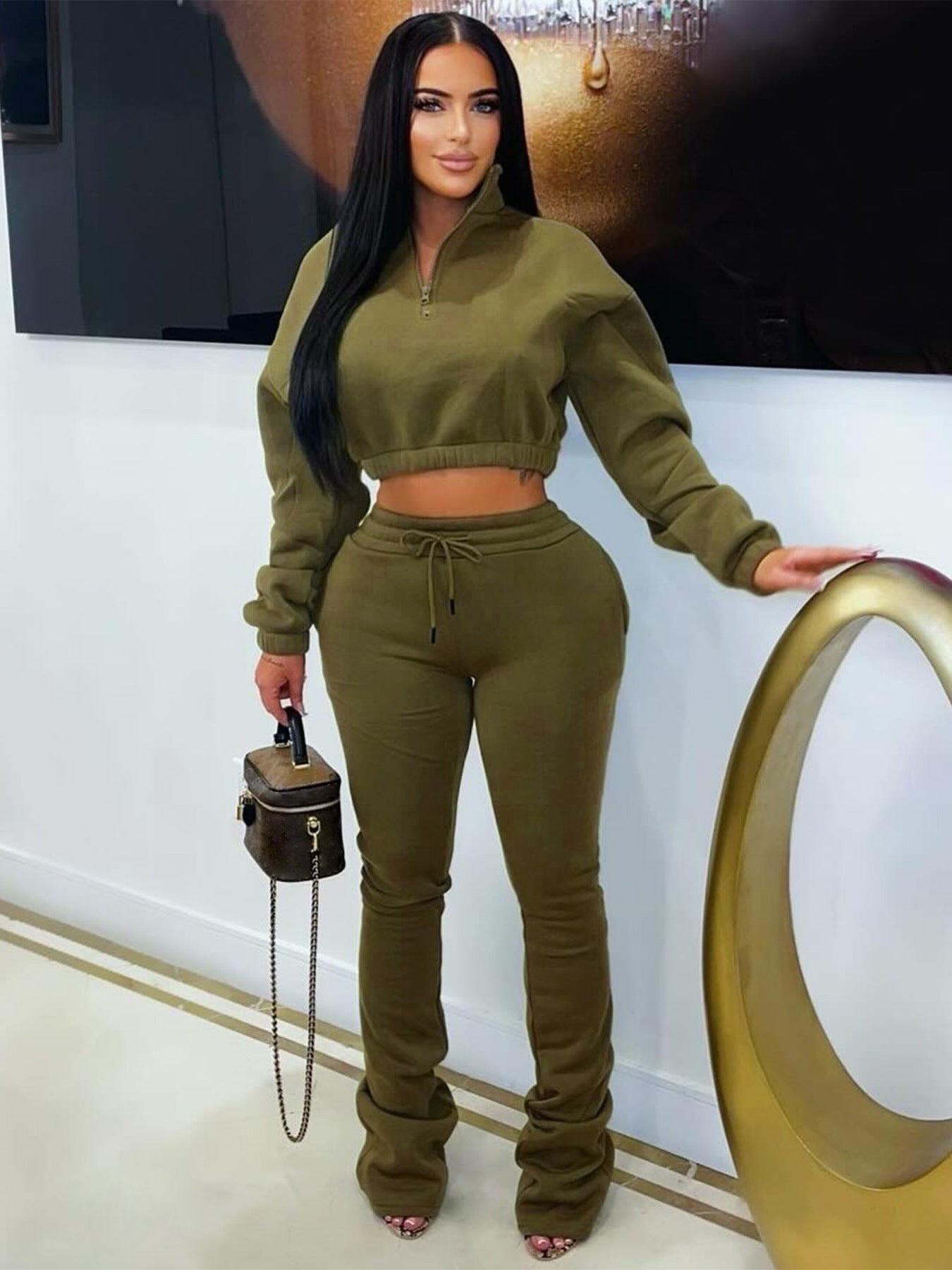 Cropped Zip-Up Hoodie & Joggers