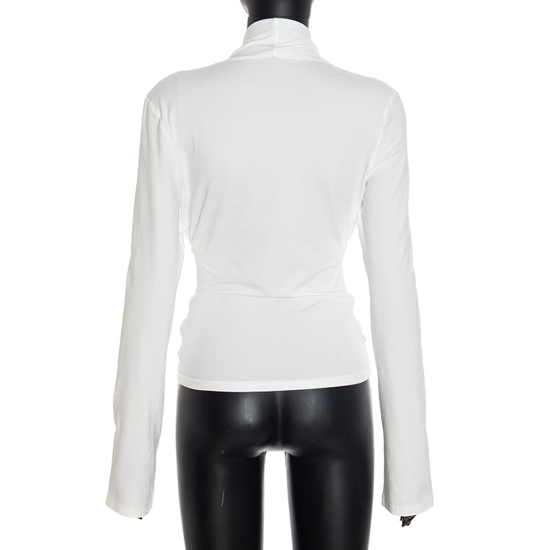 Wrap-Front Long Sleeve Top