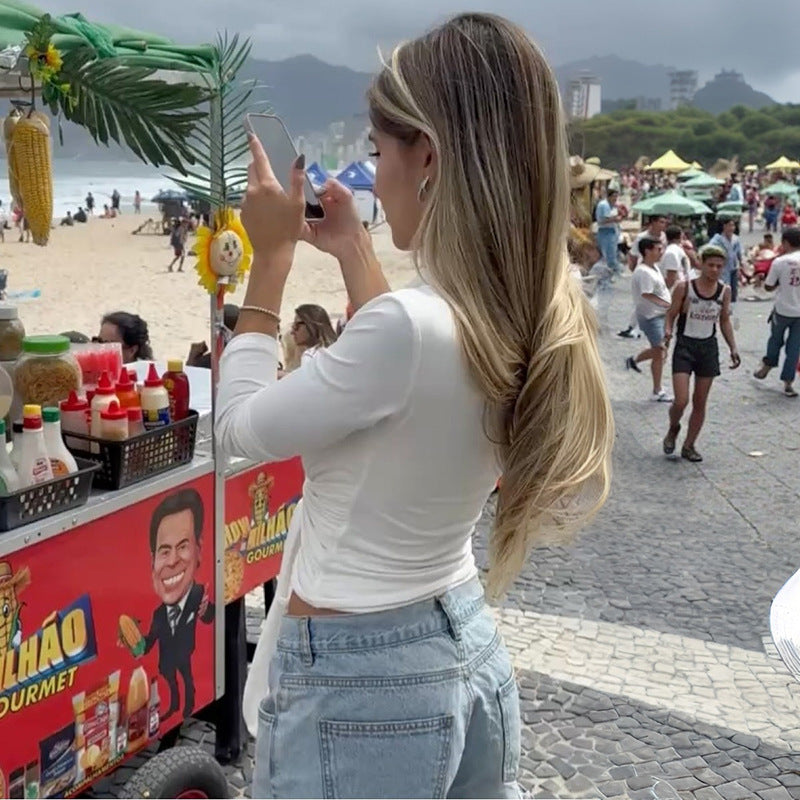 Wrap-Front Long Sleeve Top