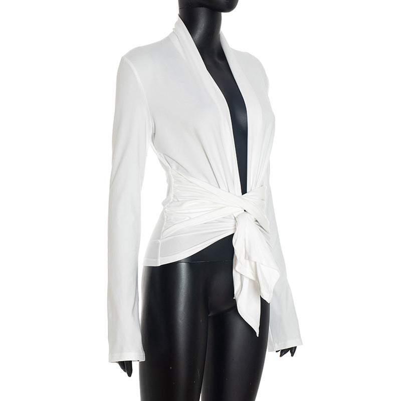 Wrap-Front Long Sleeve Top