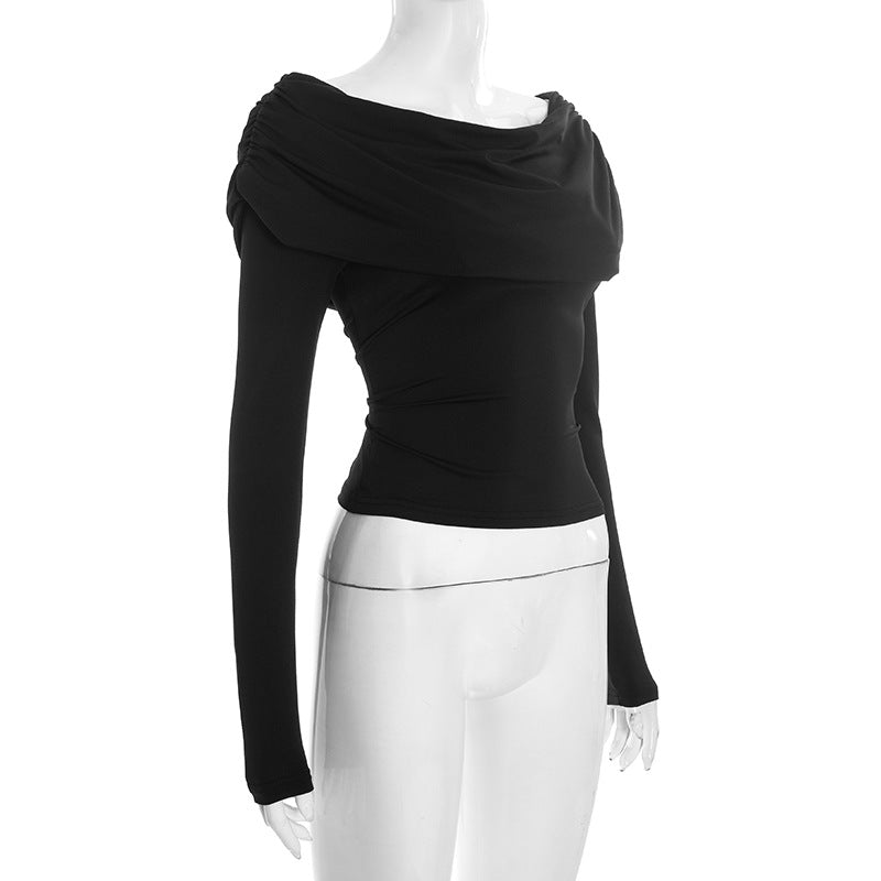 Draped Neck Long Sleeve Top