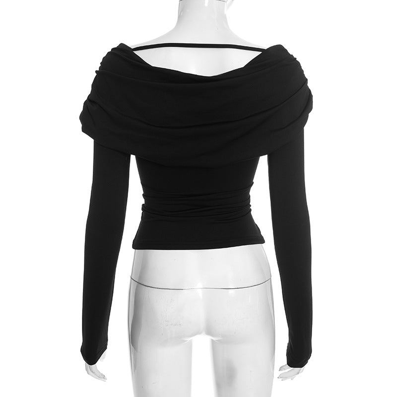 Draped Neck Long Sleeve Top