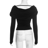 Draped Neck Long Sleeve Top