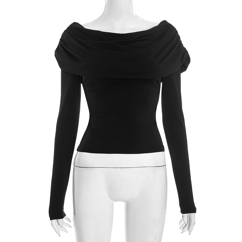 Draped Neck Long Sleeve Top
