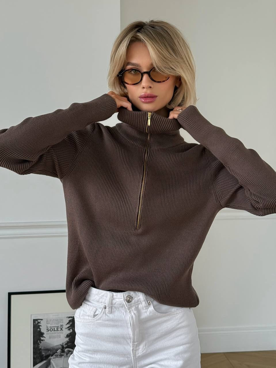 Quarter-Zip Top with Turtleneck