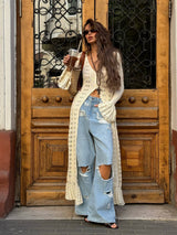 Chic Crochet Long Cardigan Jacket