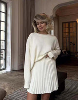 Elegant Top & Pleated Skirt Set