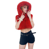 Cozy Faux Fur Hooded Vest Jacket